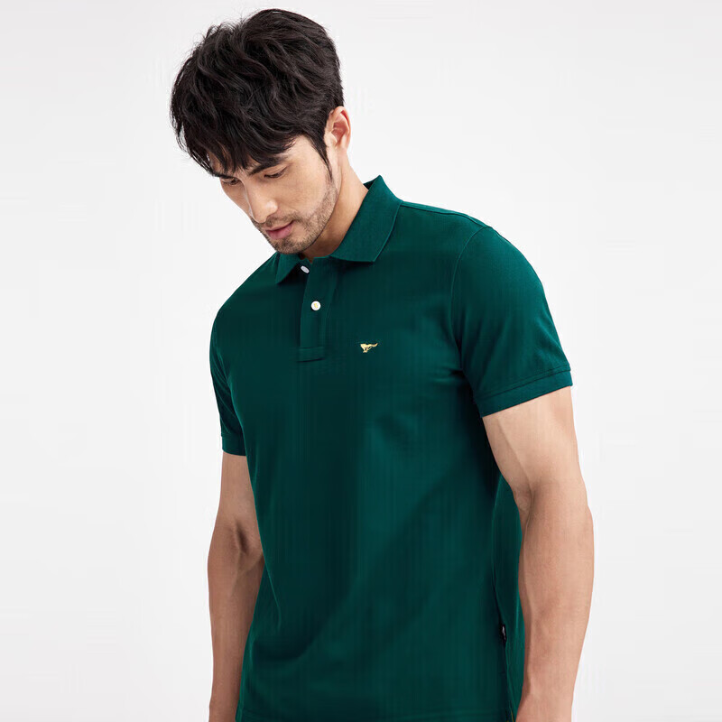 SEPTWOLVES Cool-Feeling Color-Fixing Short-Sleeve Polo Shirt for Men, Antibacterial Collar Business Casual Solid Color Multi-Color Small Wolf Logo T-Shirt