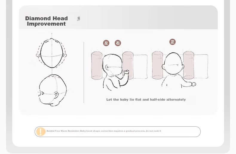 BUBBLE TREE [0-2 Years Old Anti-Flat Head Shaping Pillow] Newborn Infant Shaping Pillow, Children's Baby Head Correction Pillow 11