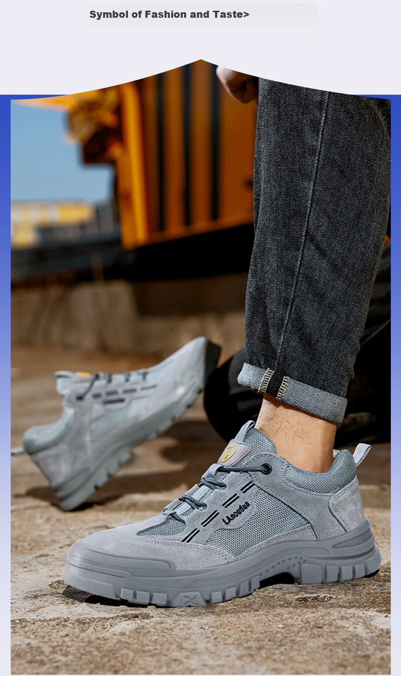 Lanoudun Safety Shoes for Men, Summer Breathable Steel Toe Cap Anti-Puncture Welding Wear-Resistant Non-Slip Work Boots D215 Size 44 10