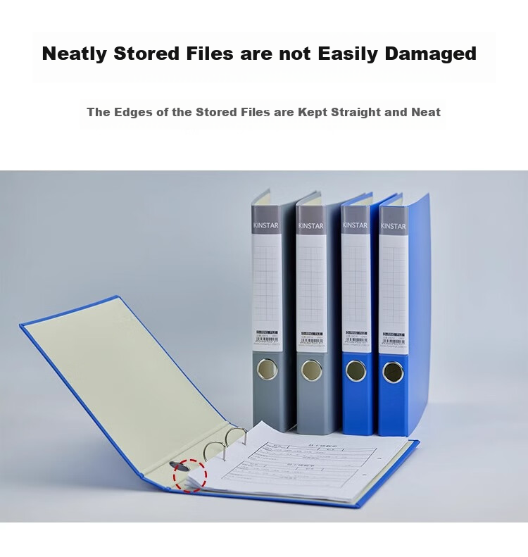 MAKINO Paper D-Type File Folder, Loose-Leaf Punched File Folder, Student Organizer, Office Business Supplies, Document Folder, File Storage Report Folder, Blue 2