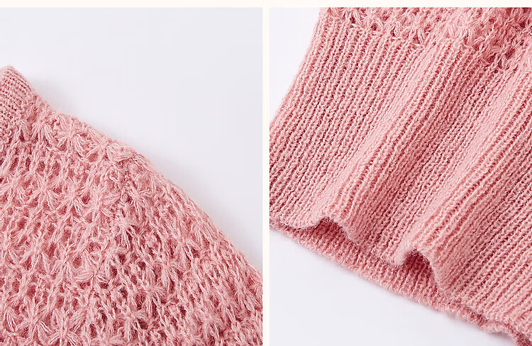 Dme [Containing Wool] Spring And Autumn Gentle V-Neck Hollow-Out Sweater, Body-Hugging, Girly Short Knit Top for Wome 11