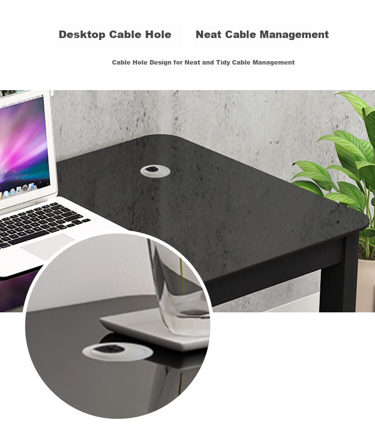 Fanshe Computer Desk, Minimalist Modern Design with Cable Grommet, Glass Desk for Study, Office, Home Use, Dual-Purpose Desk for Dining Room 9