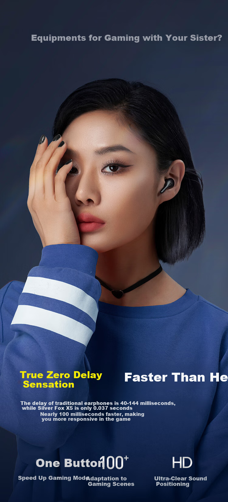 IGene [4 Microphone Gaming Enhanced Version] Bluetooth In-Ear Wireless Headset for Esports, Zero Delay, Noise Reduction, High-Quality Sound, Long Battery Life, Compatible with Apple, Huawei, Xiaomi 6