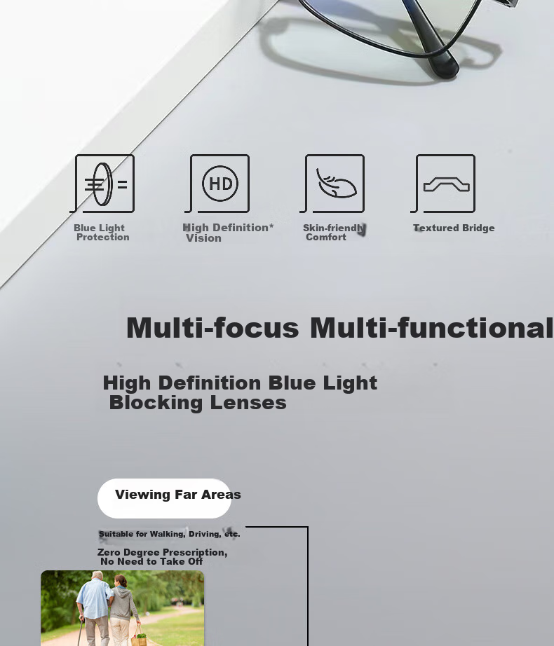 Cuntiandaofu Reading Glasses, Progressive Multifocal Reading Glasses, Anti-Blue Light, Black Frame 100 Degrees [Suitable for Ages Below 50] 4