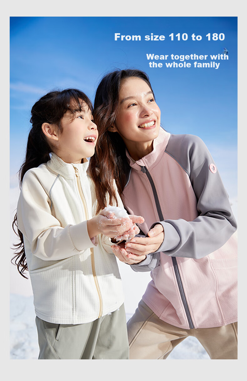 HeyBetter Children's Fleece Cube Jacket, Sweat-Wicking, Windproof, Parent-Child Warm Outerwear, Lake Blue (Navy Blue/Blue), Size 120 14