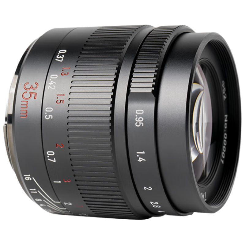 Qigongjiang Panasonic Olympus M43 Card Slot Prime Lens, Black 35mm F0.95 Full-Frame Humanistic Wide-Angle Large Aperture Night God Mirrorless Camera Lens