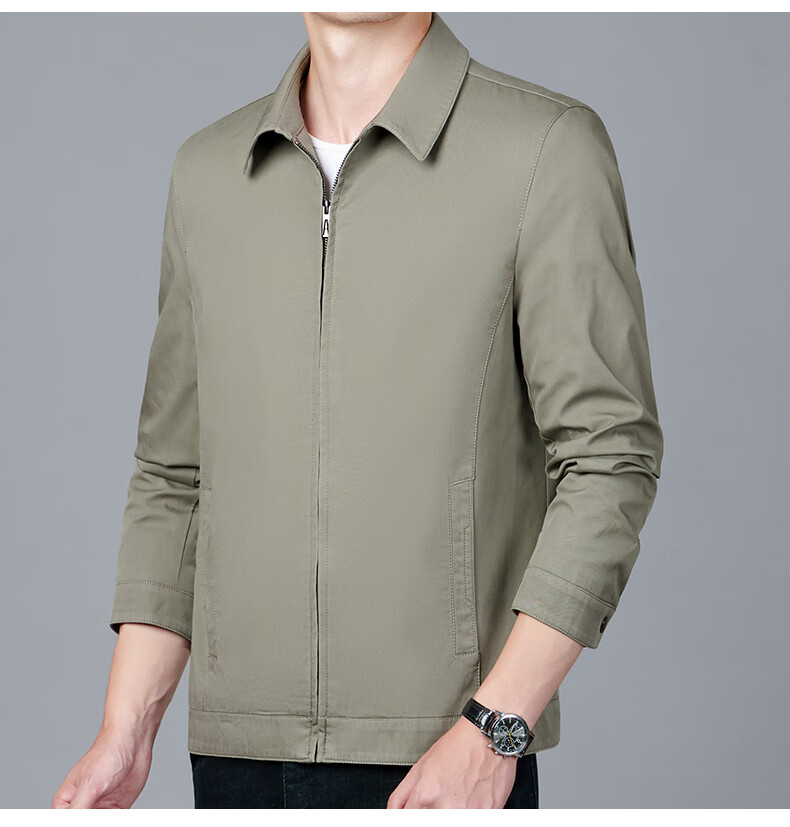 Pierre Cardin [100% Cotton] Skin-Friendly Pure Cotton Jacket for Young And Middle-Aged Men, Spring And Autumn Casual Lapel Workwear for Dads 13