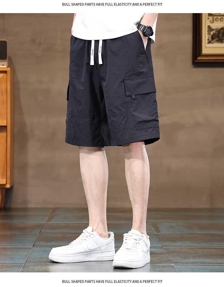 JEEP High-End Ice Silk Cargo Shorts for Men, 2026 Summer Loose Casual Pants, Quick-Dry Mid-Length Shorts for Me 11