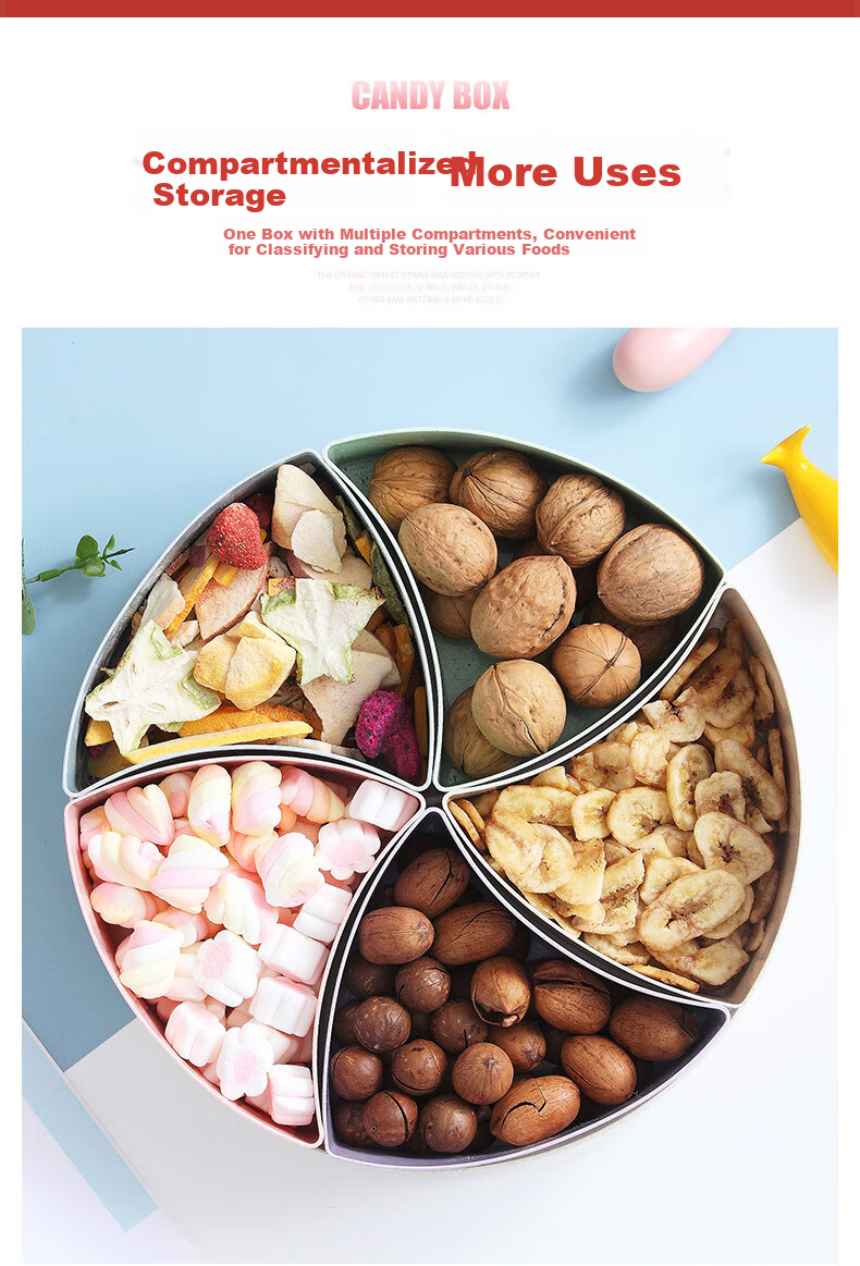Jinghuisichuang Fruit And Nut Snack Storage Box, Dried Fruit And Nut Tray, Melon Seed Dish, Nuts And Seeds Plate, Stylish Creative Candy Box 3