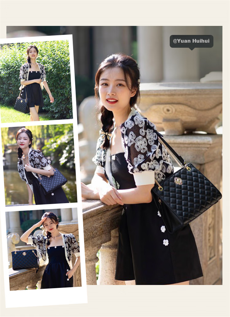 HONGU Women's Handbag, Simple Casual Fashion Diamond Pattern Shoulder Bag, Top-Grain Leather Crossbody Bag, Birthday Gift for Girlfriend 7