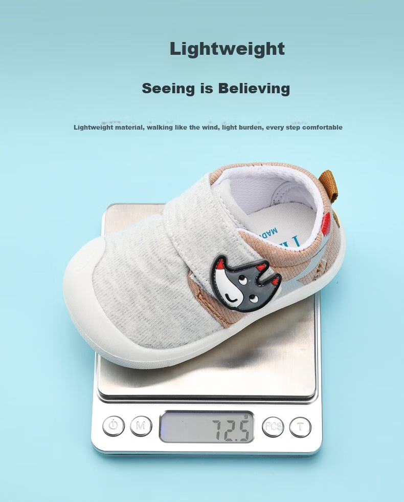 ThomBaker Baby Walking Shoes Spring And Autumn Style, Girls' Cloth Shoes, Boys' Cartoon Soft-Soled Non-Slip Shoes, Red Fox 19 4