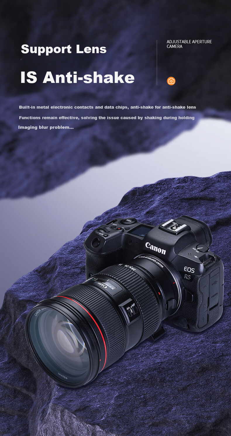 JIAHUACAI Camera Adapter Ring EF-EOSR, Compatible with Canon R52/C R100 R7 R50 R10 R8 R6II RP, Yongnuo Xiaotanfu EF/EF-S Lens to RF Mirrorless Camera Adapter 7