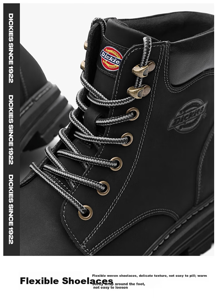 Dickies Men's High-Top Martin Boots, Fashionable Versatile Comfortable Breathable Work Boots, Black, Size 40 3