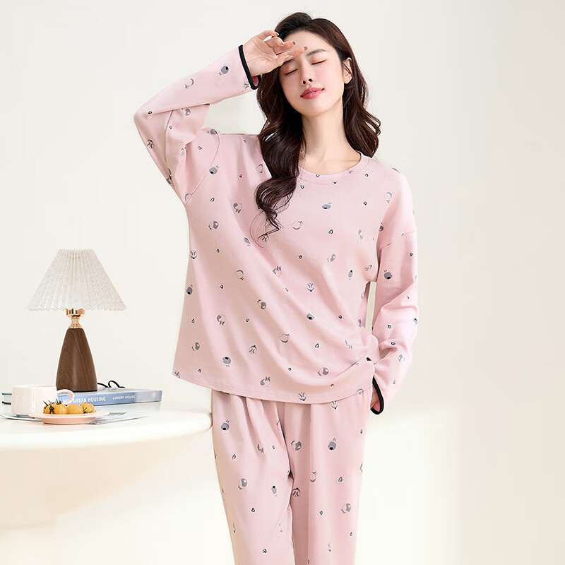 FENTENGCARE Women's Pajamas, Spring 2026 New Collection, Pure Cotton Soft Cotton Cute Cat Home Wear Set for Wome