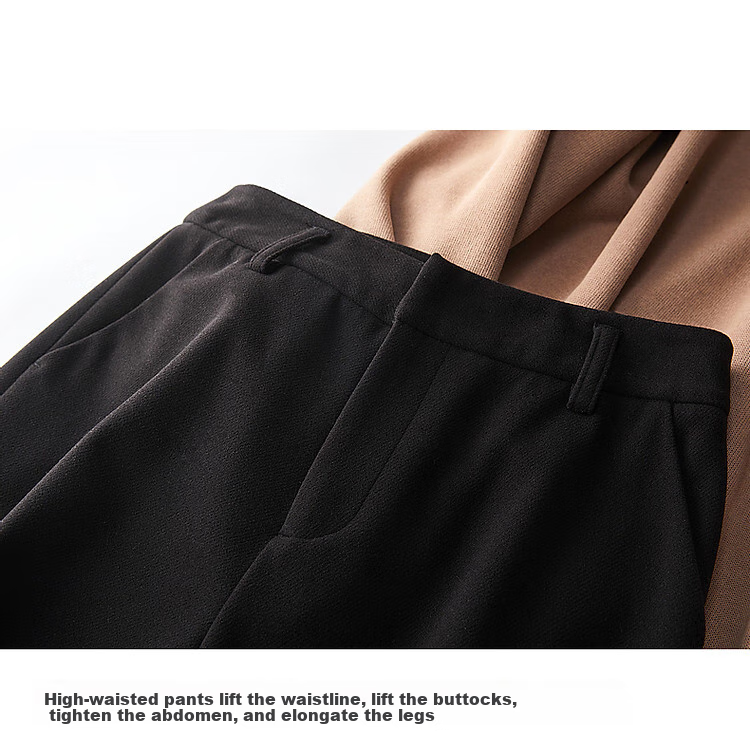 Dme [Long-Lasting Shape] Winter Mid-Rise Brushed Nine-Tenths Long Pants for Women, Slimming Straight-Leg Trousers, Warm Casual 3