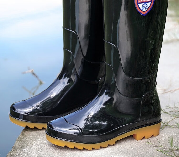 Huili Rain Boots for Men, Waterproof Outdoor Wear-Resistant Rubber Shoes, Non-Slip Rain Boots, Overshoes HL862755 High-Top Black Size 43 9