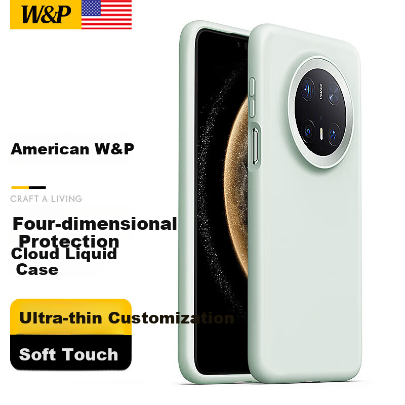 Чехол W&P Premium Liquid Silicone для Huawei Mate70 Pro/70 Pro+, противоударный, роскошный, приятный для кожи, зеленый