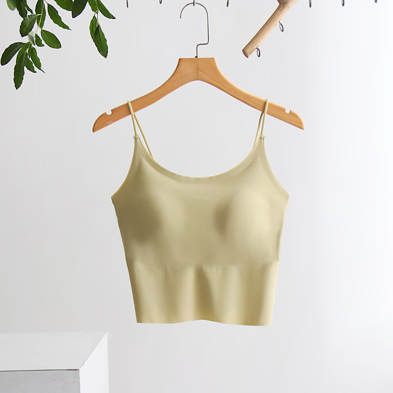 GUJIN Ice Silk Camisole Tank Top for Women with Built-In Bra Pads, Cross-Back Design, Inner Wear for Blouses And Suits