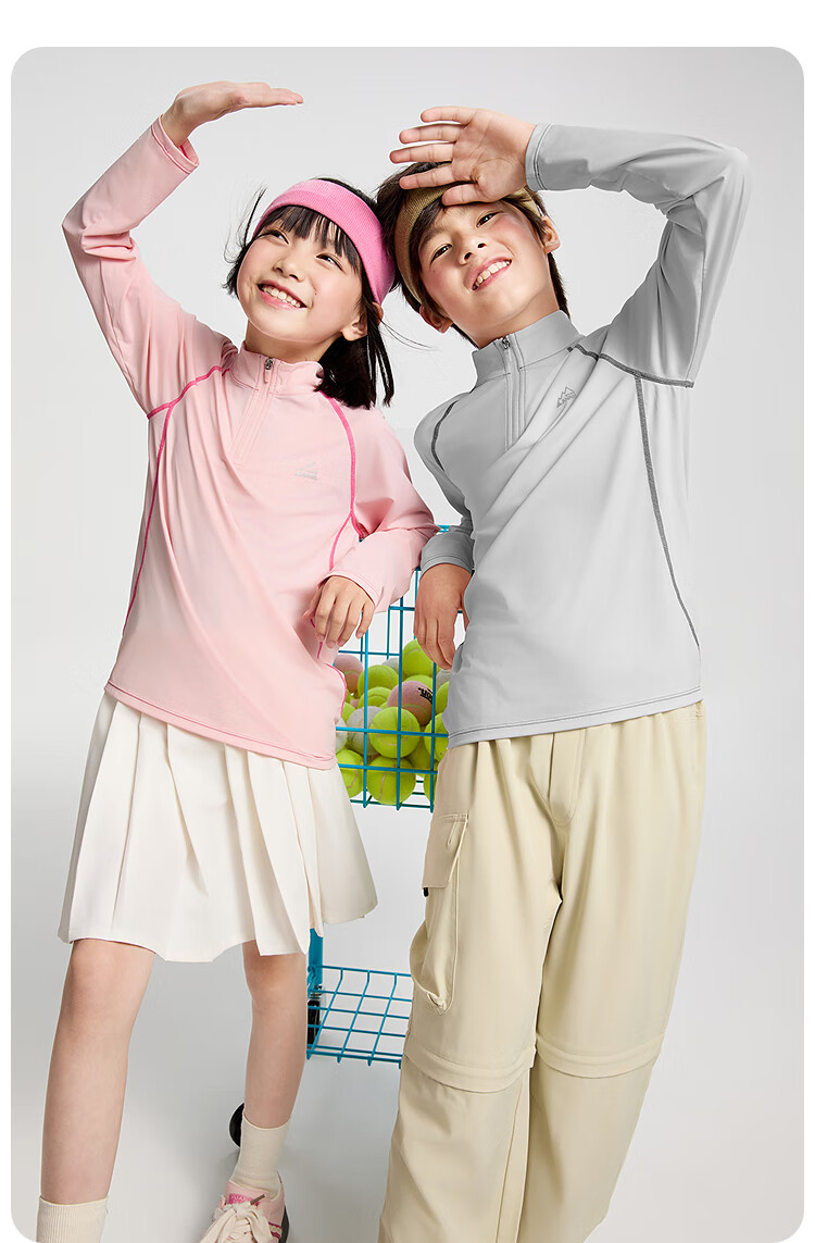 Annil Children's Clothing, Boys And Girls Stand-Collar Long-Sleeve T-Shirt, 2025 Spring New Style, Cherry Blossom Pink, Size 160 6