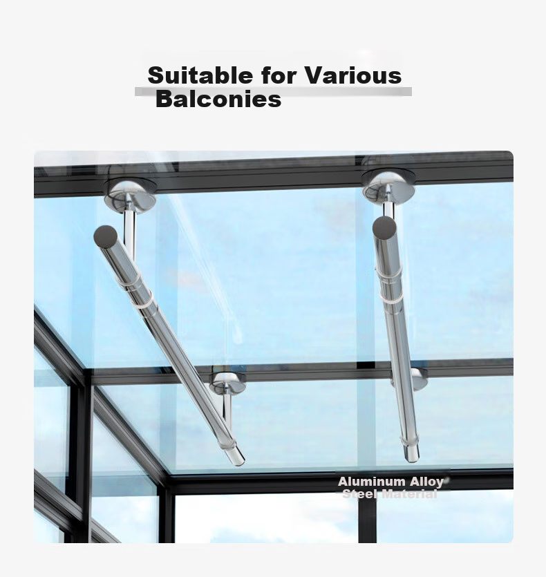 Baoyouni Ceiling-Mounted Retractable Fixed Clothes Drying Rack, Stainless Steel Hanging Rack for Balcony And Indoor Use, Windproof Ceiling-Mounted Clothes Drying Rack 9