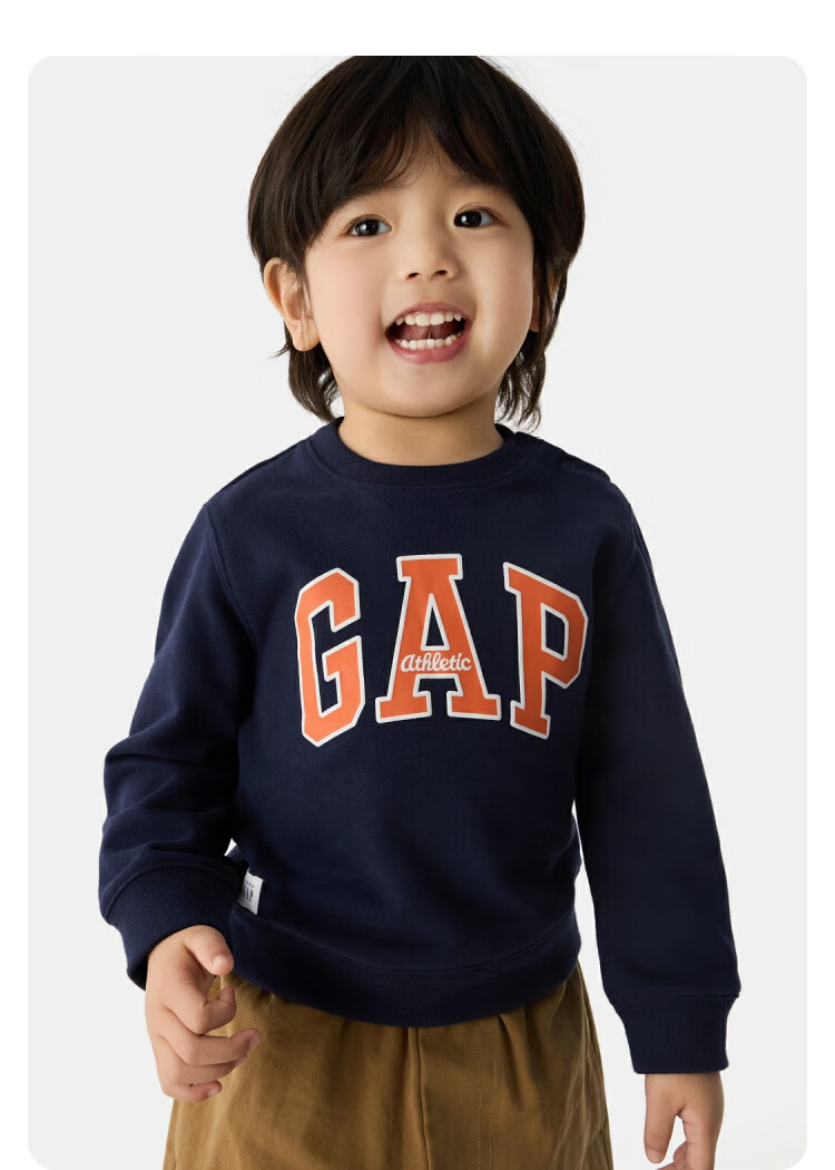 GAP [Same Style for Older And Younger Kids] Boys And Girls Spring Logo Contrast Color Long-Sleeve Sweatshirt 687330 8