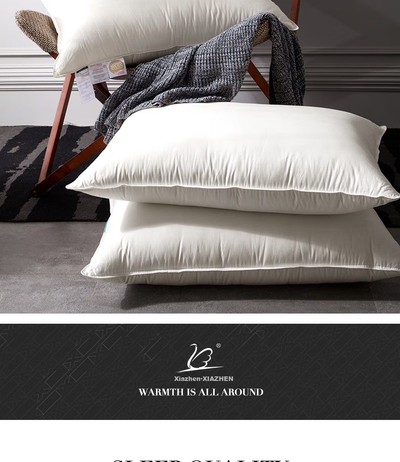 SHEONE down Pillow, 95% White Goose Down, 100-Count Pure Cotton Adult Pillow, Single Pack, 48*74cm 3