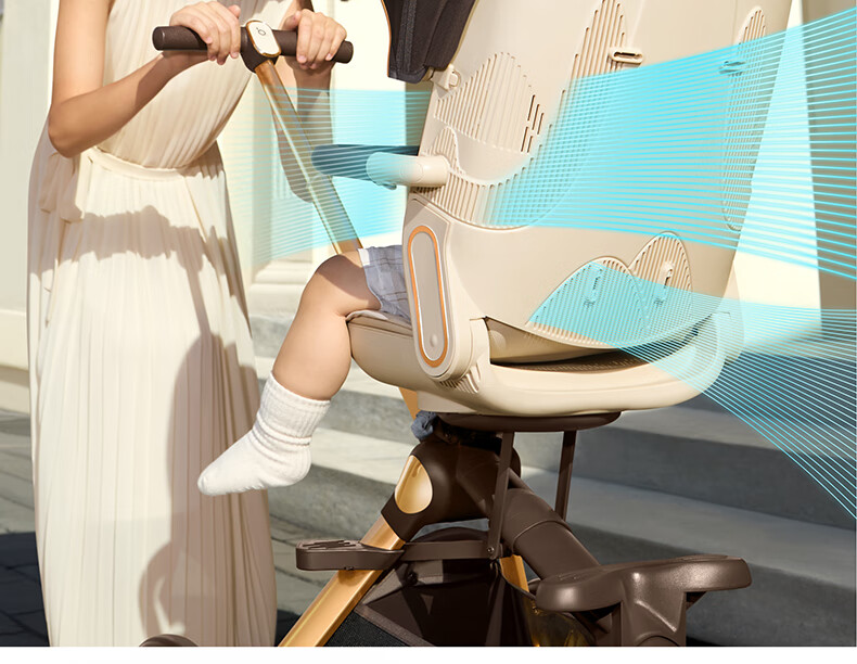BabyGood V16MAX Yunqi Sand Stroller Large Wheel High Landscape One-Click Folding Sit and Recline Baby Stroller 15
