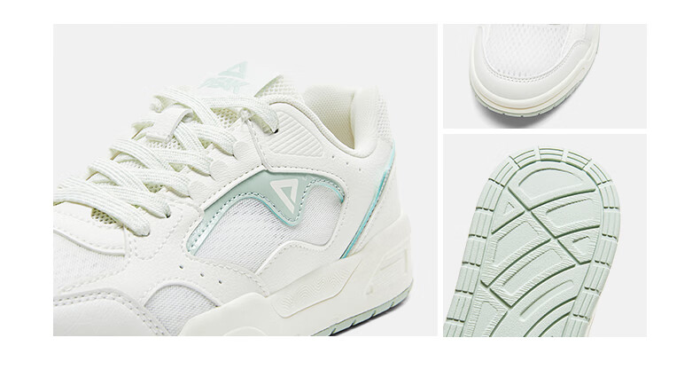 PEAK Taiji White Sneakers for Women, Summer Mesh Breathable Wear-Resistant Versatile Casual Shoes, Thick-Soled Height-Increasing Sports Shoes DB520118 24
