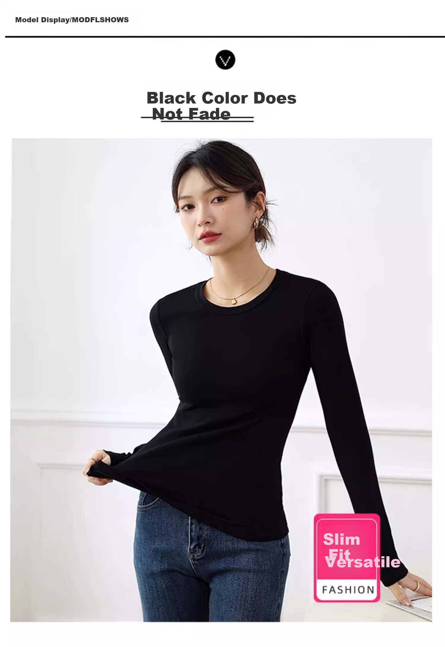 NOME Women's Base Layer Top, Autumn New Style, Small Round Neck, Inner Wear, Long Sleeve, Slim Fit, Outer Wear, Base Layer Top, White, M 13
