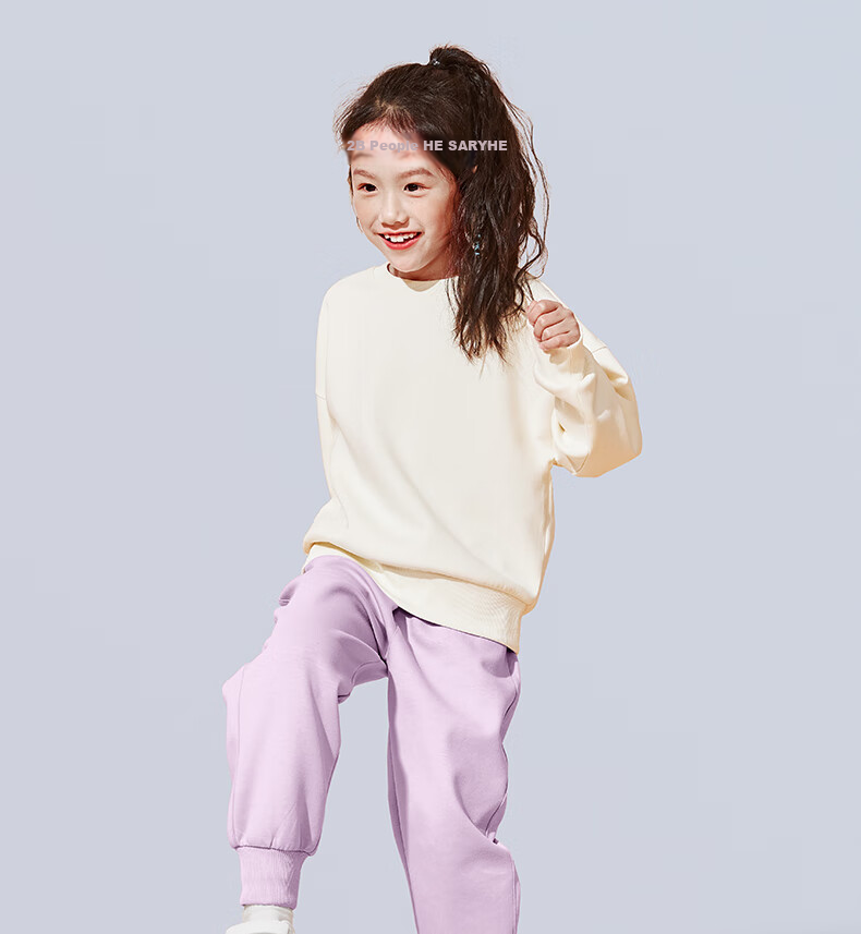 Baleno Girls' Spring And Autumn Outfit 2024, Fashionable Round Neck Sweatshirt for Little Girls, Children's Autumn Sweatpants Two-Piece Set 17