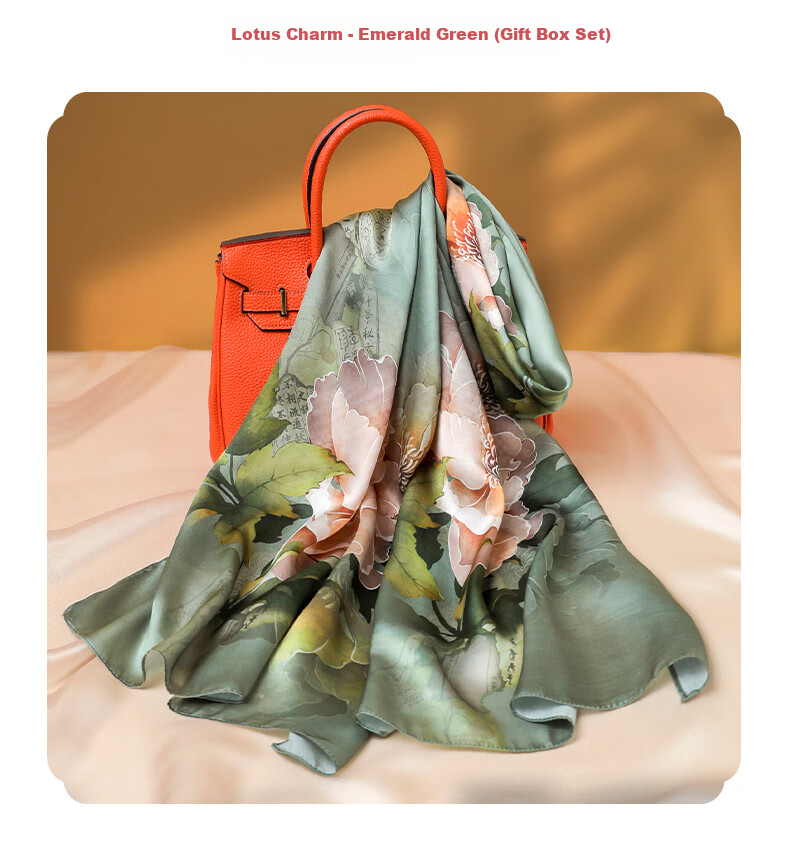 Hangsifu Silk Chinese-Style Scarf, Mulberry Silk Shawl, Birthday Gift for Mom, Practical Gift Box for Women, Machine Gree 8