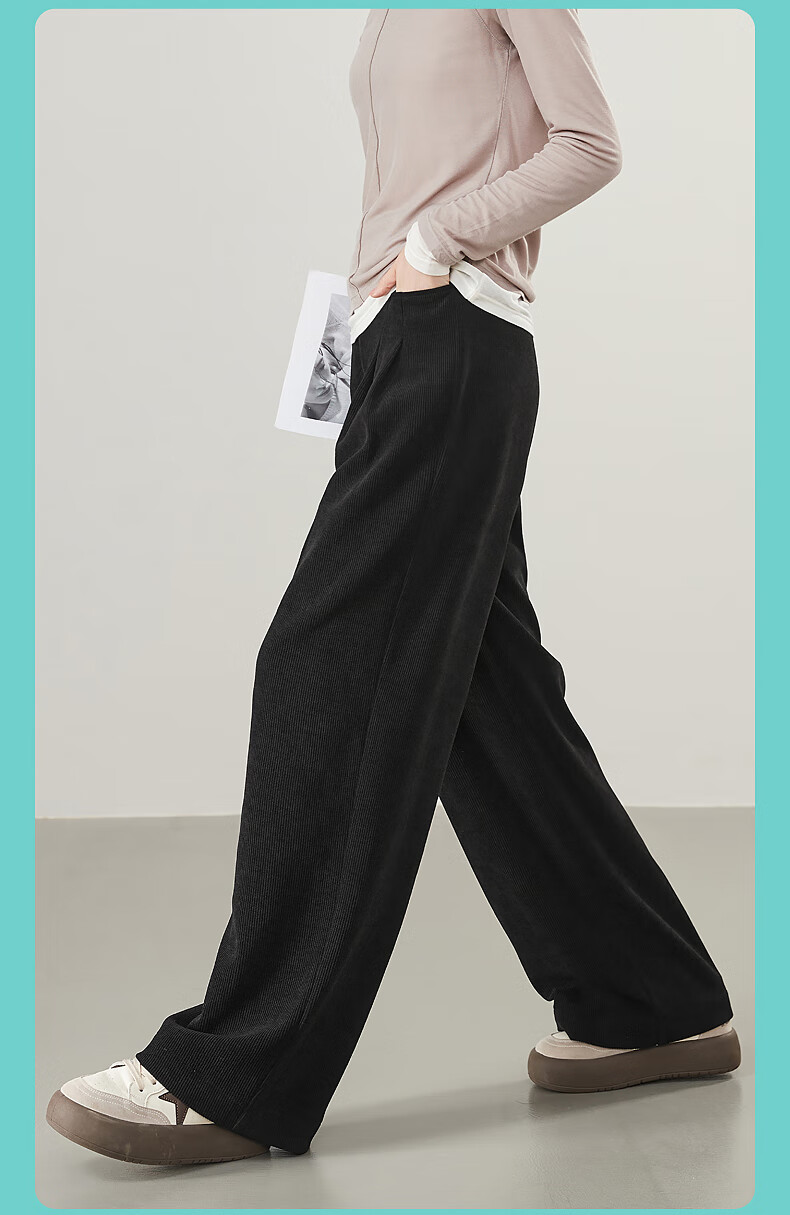 ESE-Y Wide-Leg Pants for Women, Spring 2025, High-Waisted Slimming Straight-Leg Glutinous Rice Pants, Black, Size 27 12