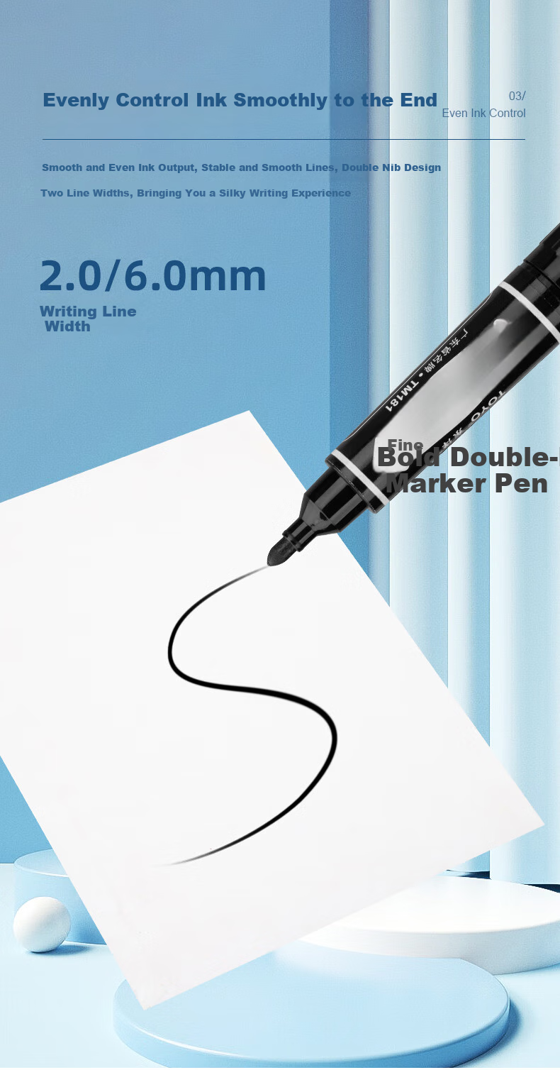 Dongyang TM181, Oil-Based Dual-Tip Marker Pen, Marker Pen, Tire Pen, Sign-In Pen, Marker Pen, 10 Pieces/box/blue 1