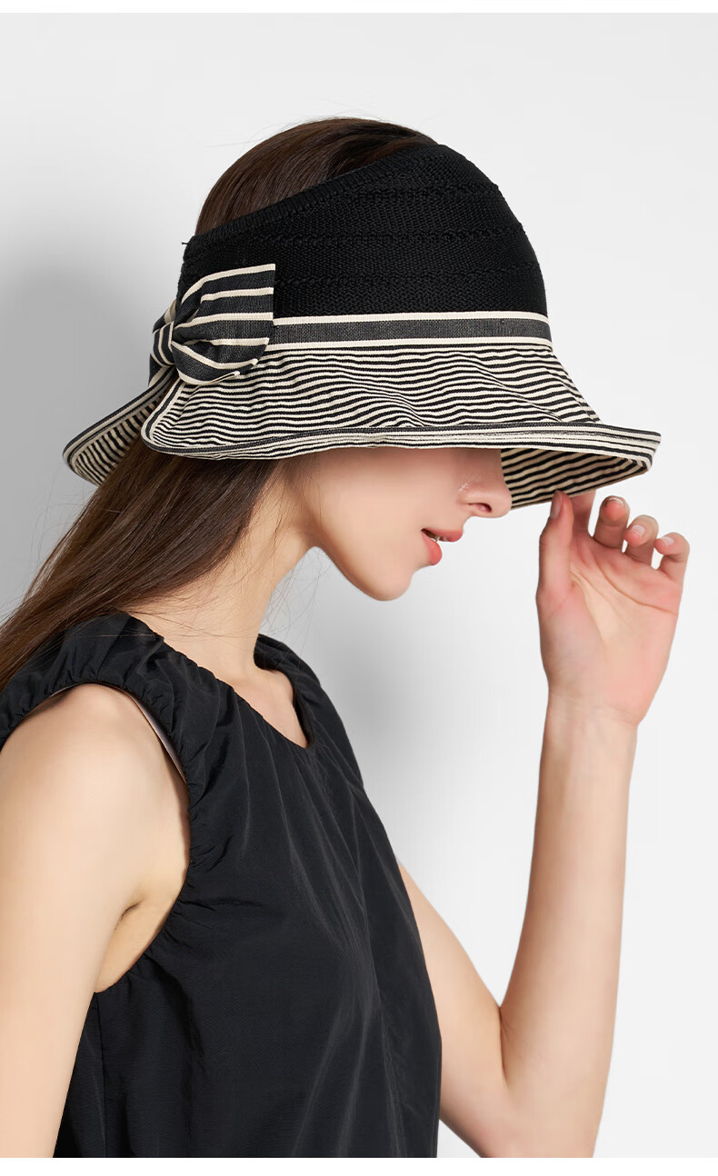 Kenmont Spring Summer Half-Top Wide Brim Full Coverage Sun Hat for Women Face Shield Striped Ponytail Vacation Sun Hat 6201 6