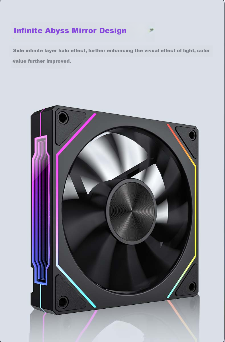 PowerTrain Prism 5 PRO Case Fan, 12CM White Reverse Blade, ARGB Light Sync, Desktop Computer Cooling Fan, PWM Intelligent Speed Adjustment, Infinite Mirror Light Effects 4