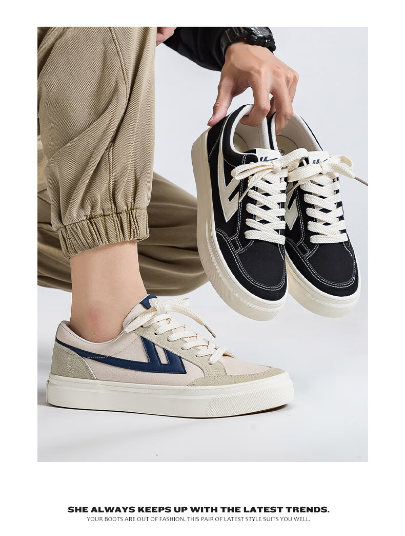 Huili Men's Canvas Shoes, New Spring And Summer Thick-Soled Sneakers for Men, Casual Sports Shoes, Beige/blue, Size 43 15
