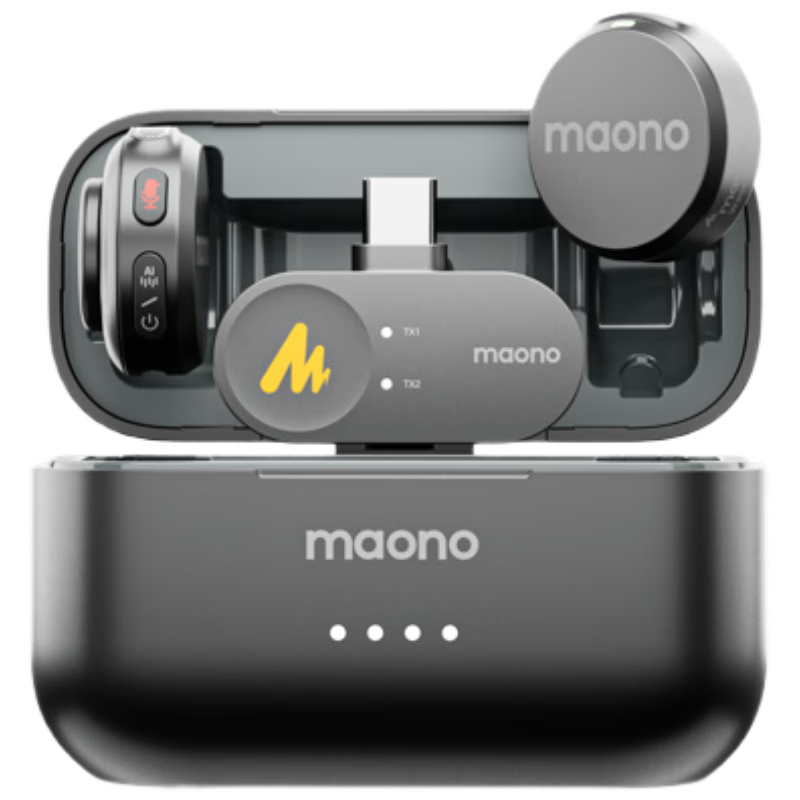 Maono T5 Wireless Lavalier Microphone, Live Streaming Mic One-To AI Noise Reduction, Mobile Phone Audio Pickup, Short Video Recording Camera Microphone, Shanke Lightning Versio