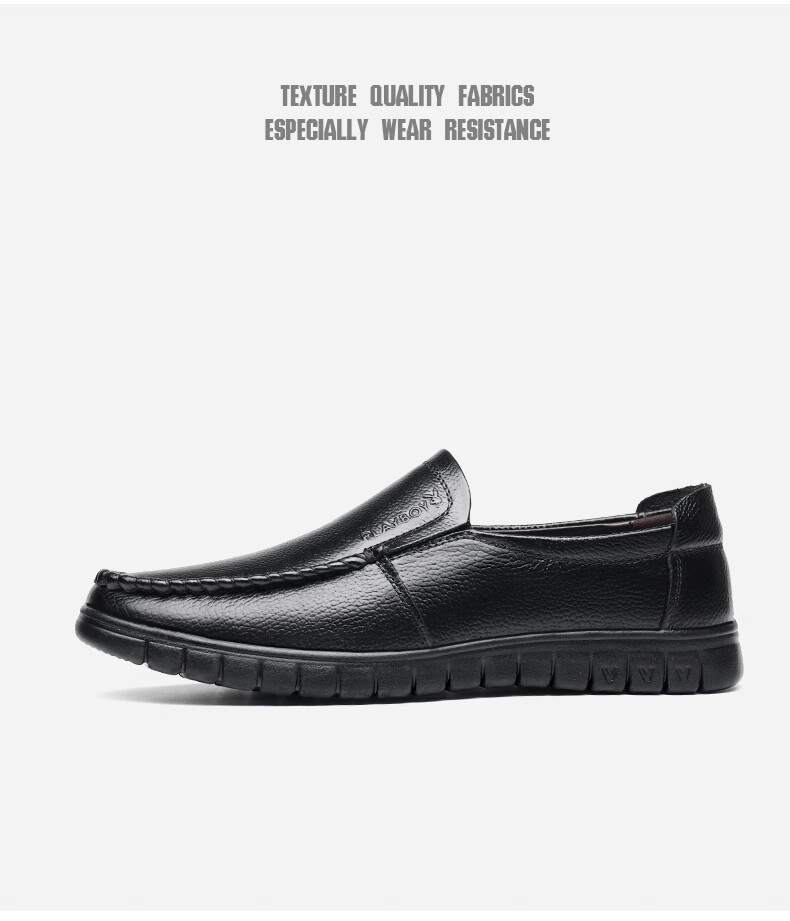 PLAYBOY Men's Shoes, Spring And Autumn New Style, Middle-Aged And Elderly Dad Shoes, Slip-On Men's Shoes, Business Casual Leather Shoes, Black, Size 45 3