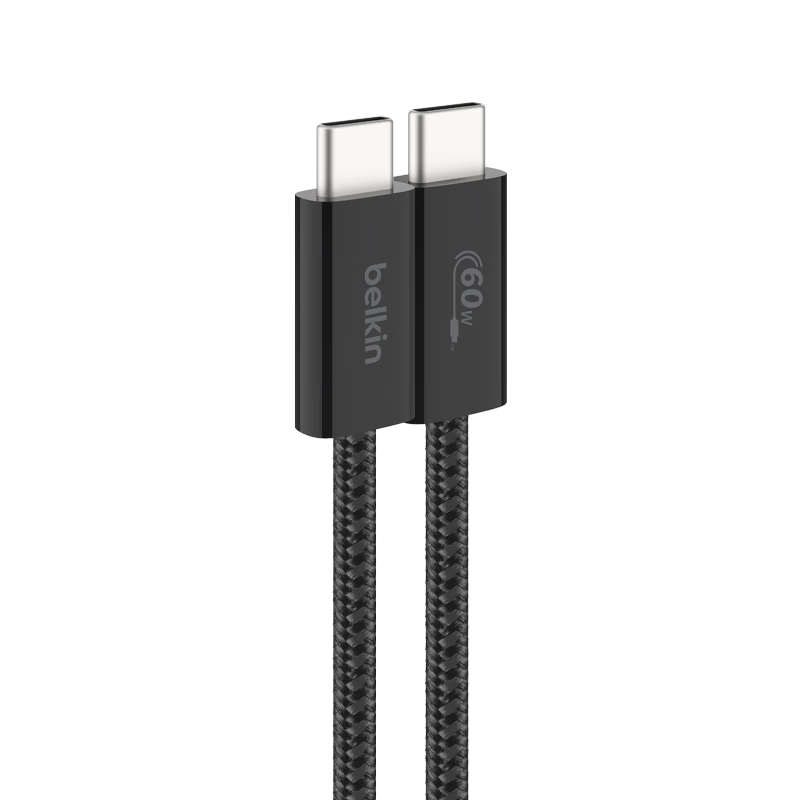 BELKIN Data Cable, 60W Fast Charging, Type-C Charging Cord, PD Fast Charging, Suitable for Apple Laptops And IPad Charging, 1.5-Meter Braided Cable, Black, CAB018