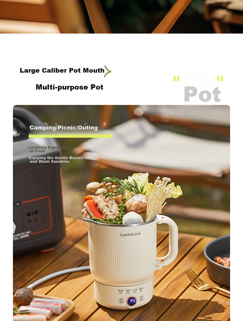Locknlock Folding Kettle Portable Hot Water Kettle for Home Use Electric Kettle Outdoor Travel Kettle Business Trip Electric Kettle Electric Cooker Portable Electric Hot Pot 0.8L 4