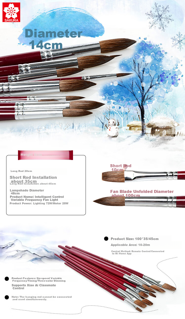SAKURA Horse Hair Paintbrush Round Head No.6 Acrylic Gouache Oil Painting Brush Long Handle Art Brush for Beginners Watercolor Sketch 1