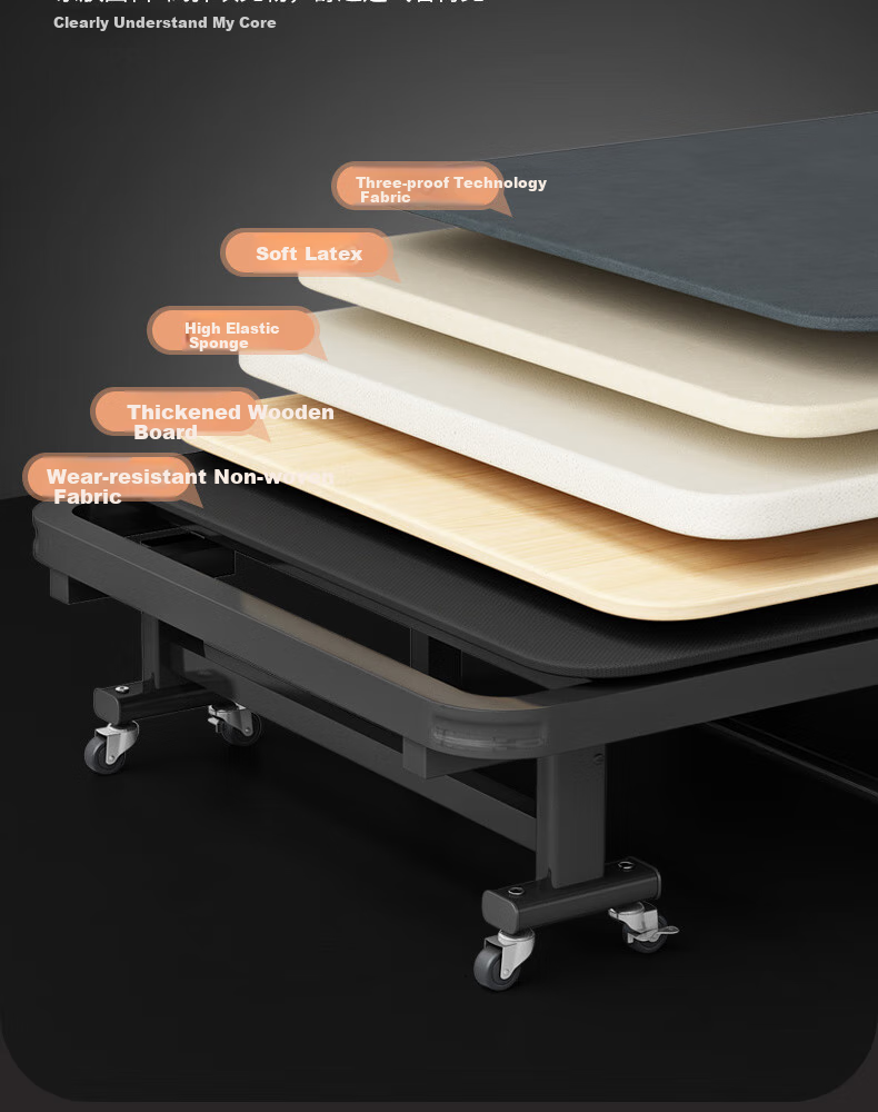 Leaijia Folding Bed, Office Nap Bed, Single Home Use Bed, Luxury Portable Coir Mattress, Hard Board, Four-Fold Accompanying Care Bed 7