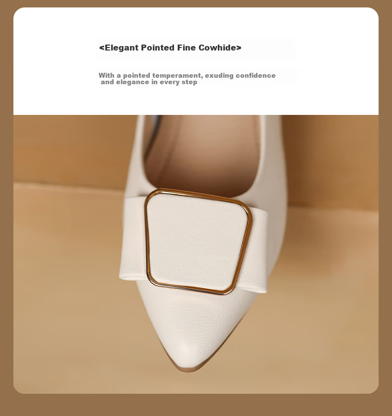 ZHR Women's Single Shoes, Genuine Leather, Elegant Commuter Style, Simple Casual Flat Comfortable Non-Tiring Work Shoes for Wome 6