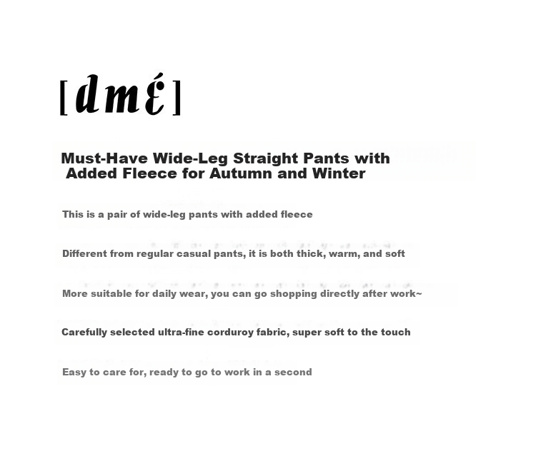 DME Fleece-Lined Thick Warm Slim-Fit Wide-Leg High-End Flattering Loose Elastic Waist Trousers, Black, XL 2