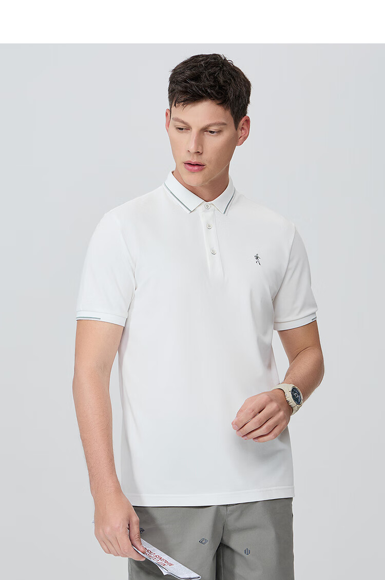 DANCING WOLVES [Mulberry Silk Antibacterial] Short-Sleeve T-Shirt for Men, Summer Contrasting Colors Versatile Cool Breathable Business Polo Shirt for Me 6