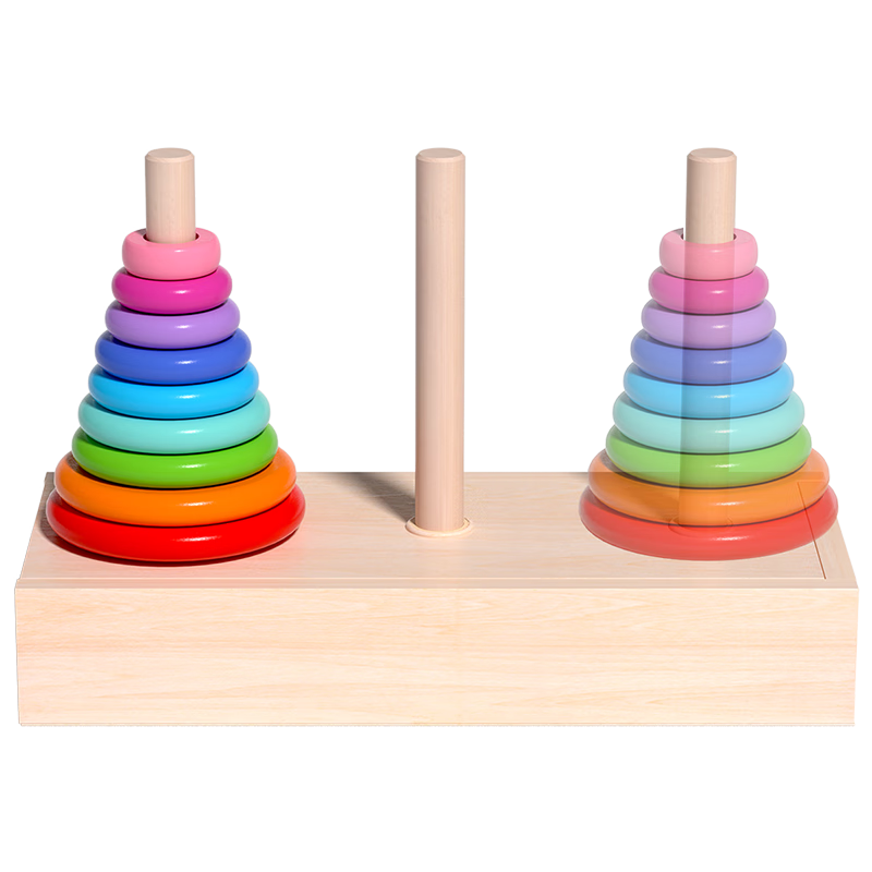 Little Naughty Beans 10-Layer Tower of Hanoi Stacking Game Educational Toy for Kindergarten and Primary School Children Intelligence Development Luo Han Tower
