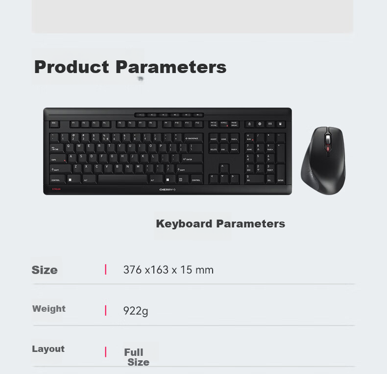 CHERRY STREAM TKL 87-Key Compact Portable SX Scissor-Switch Office Keyboard 80% Layout with 6 Convenient Function Keys 25