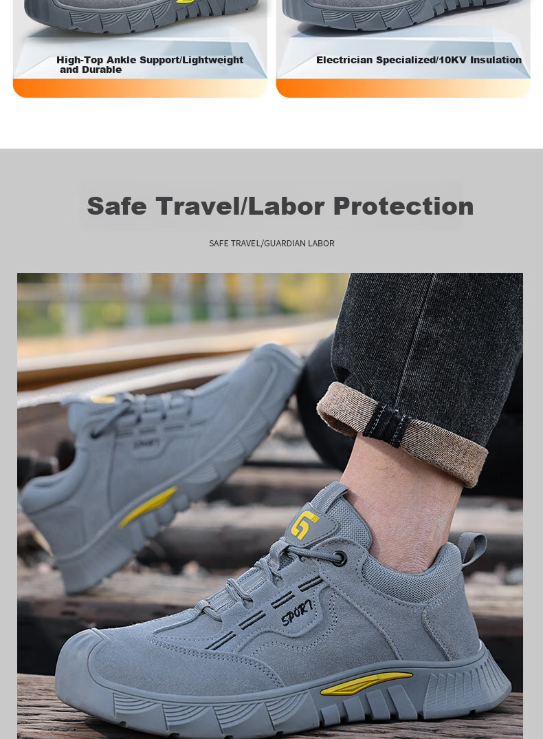 JUNBU Safety Shoes for Men, Electrician Insulated 10KV, Anti-Smashing, Puncture-Resistant, Lightweight Comfortable Work Safety Shoes 0266FKV Size 43 7