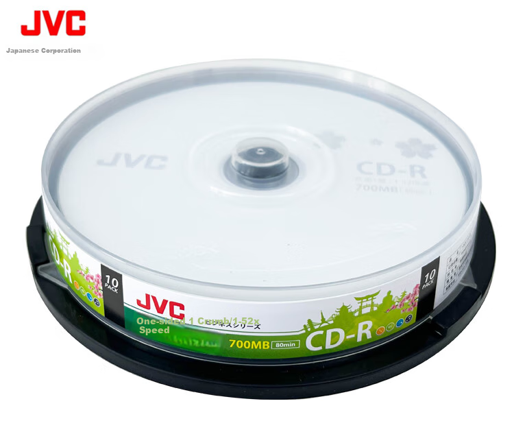 JVC CD-R Discs/Recordable Discs, 52x Speed, 700MB, Office Series, 10 Pieces in A Barrel, Blank Discs 1