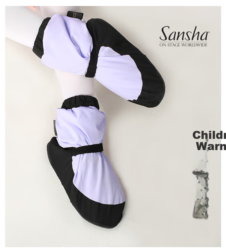 Sansha Dance Warm Boots, Children's Ballet Classical Dance Practice Shoes, Autumn And Winter Fleece-Lined Dance Shoes, Light Purple, Size 29-30 1